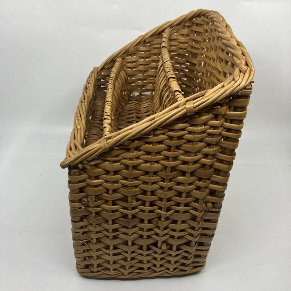 Vintage Wicker Rattan Desk Organizer Letter Holder Tray Sturdy Woven - Picture 3 of 9